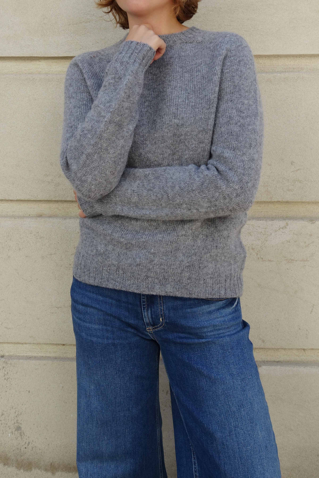 Lambswool basic crew-neck mid grey