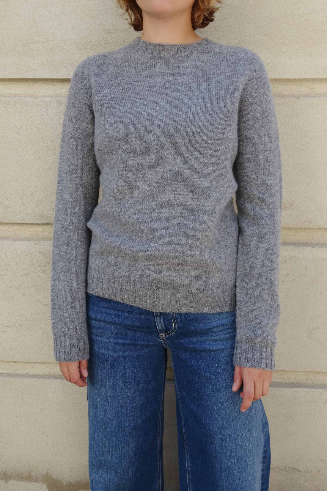 Lambswool basic crew-neck mid grey