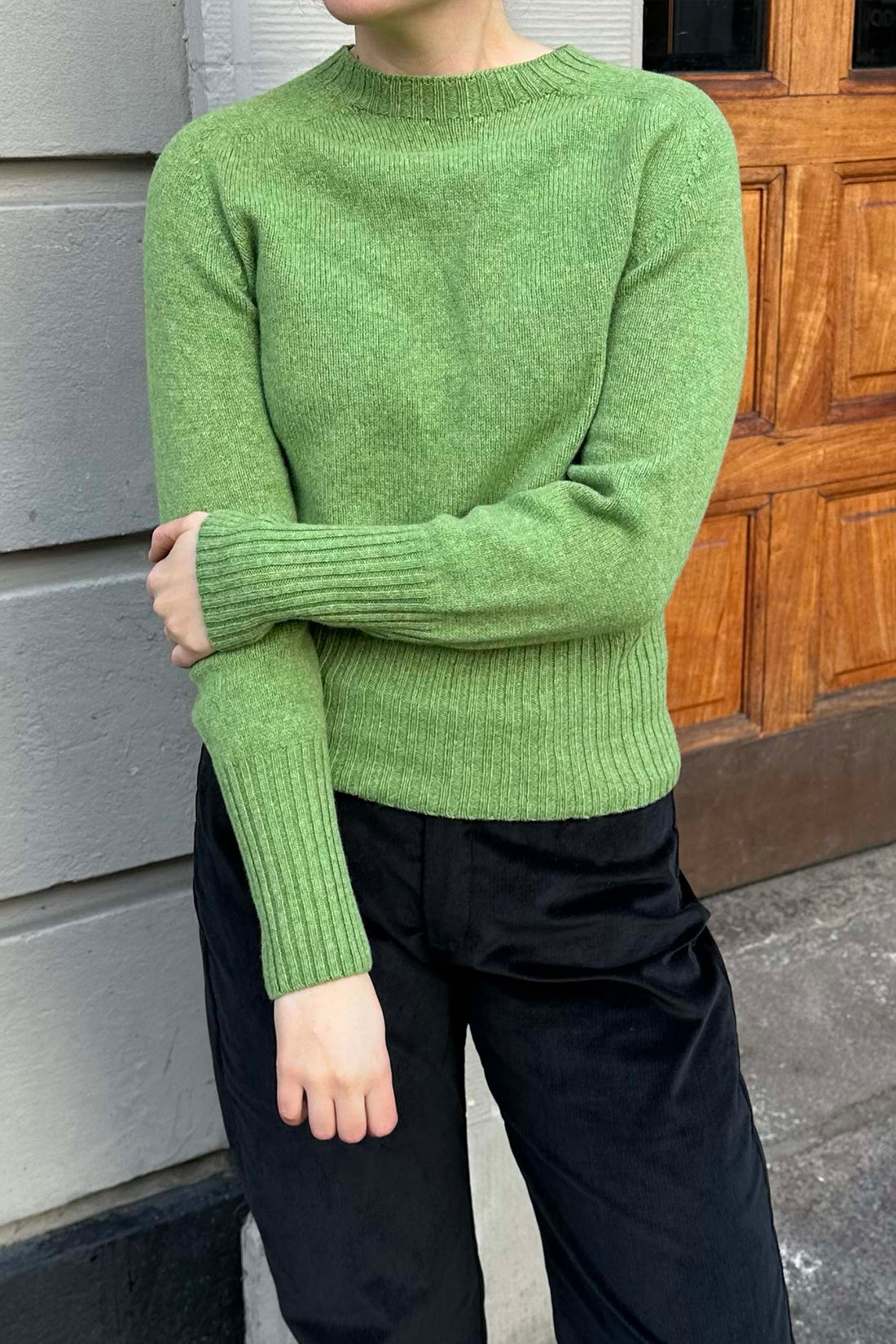 Superfine lambswool crew neck green