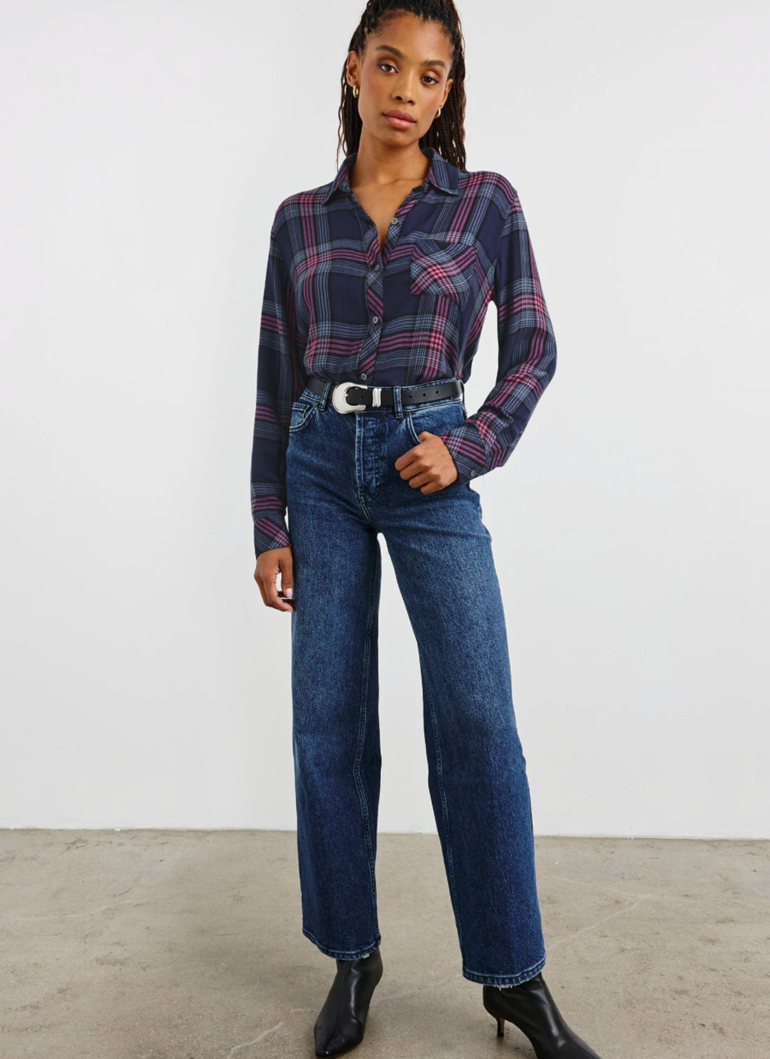 Hunter shirt navy rose astor