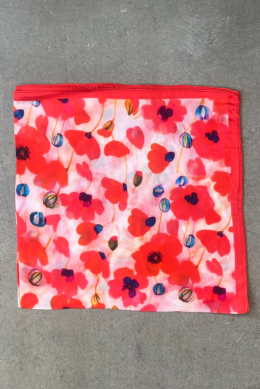 Silk scarf red poppy