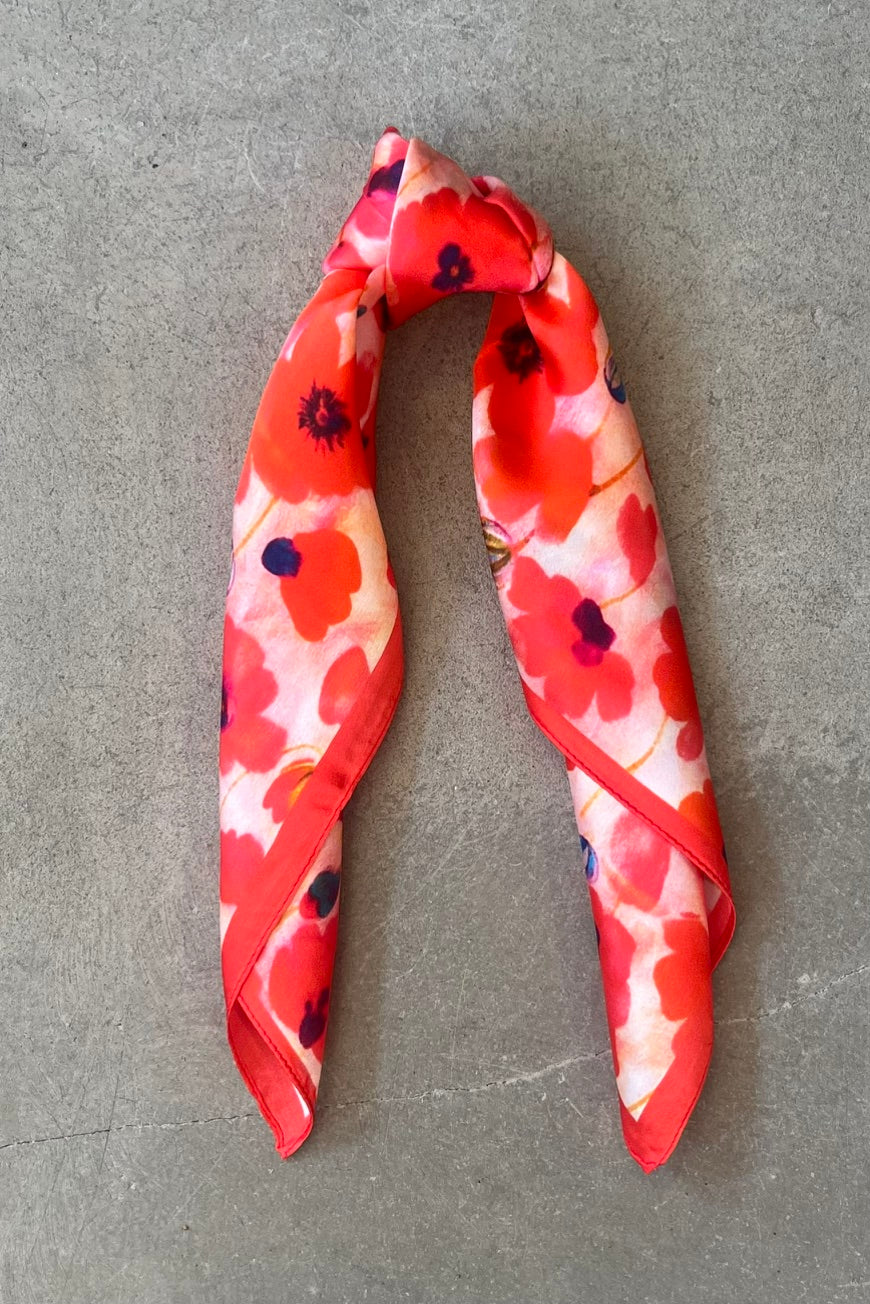 Silk scarf red poppy