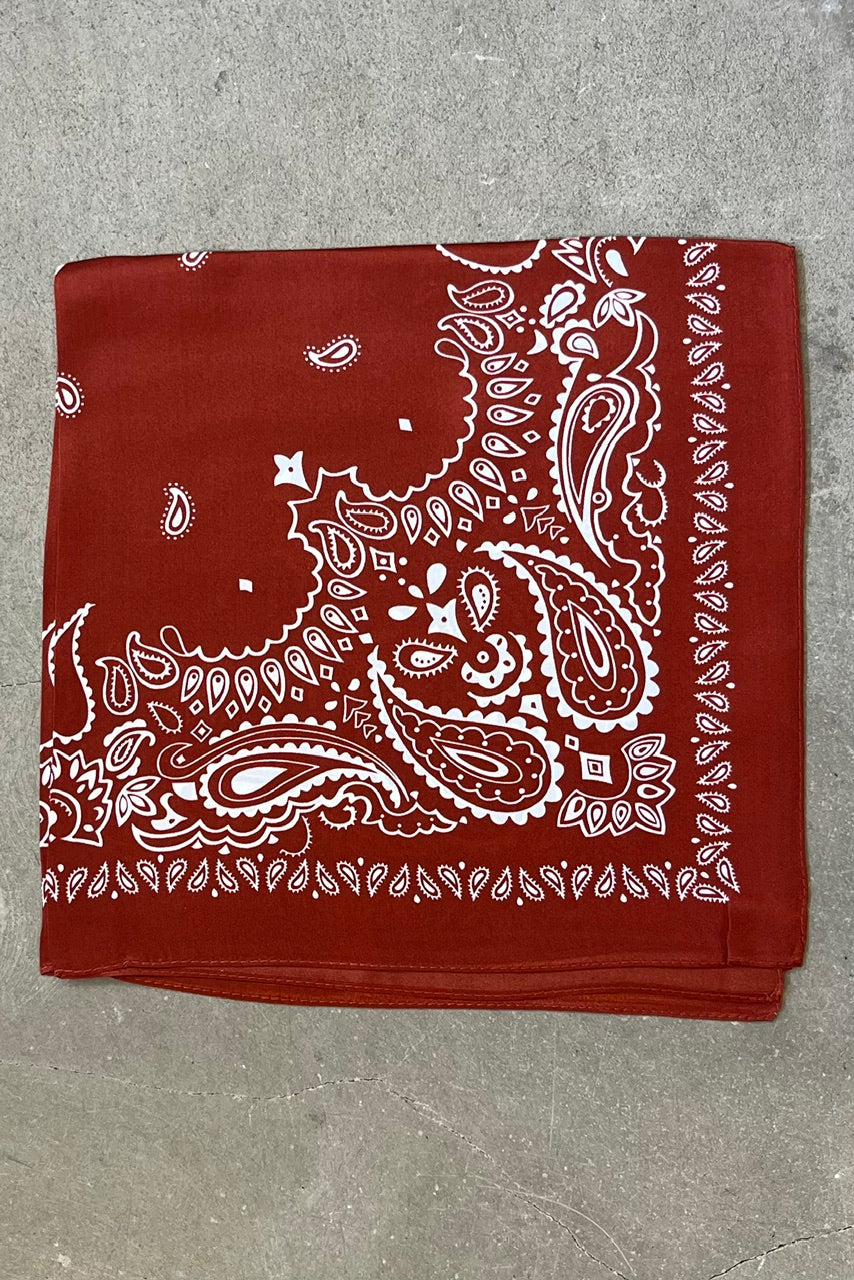 Silk scarf rust/off white paisley