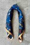 Silk scarf blue/golden brown chain