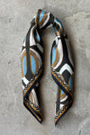 Silk scarf cream/yellow/red/blue graphic