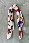 Silk scarf off white black dots