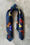 Silk scarf off white black dots