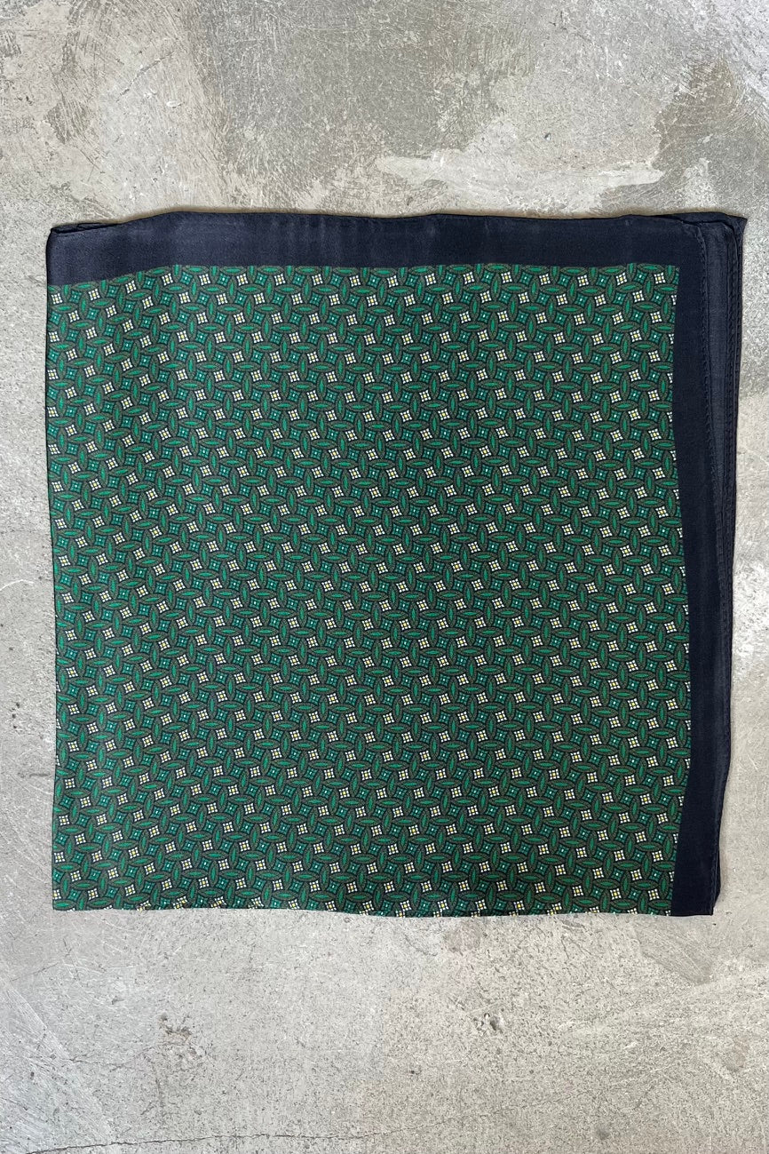 Silk scarf green/black graphic