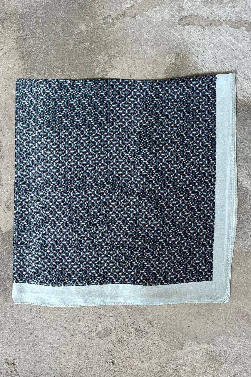 Silk scarf grey/sage graphic