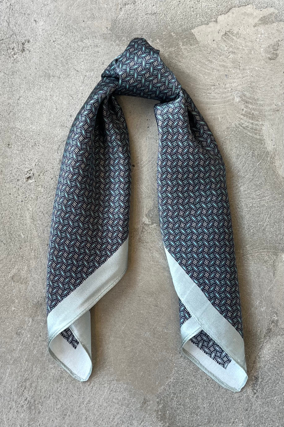 Silk scarf grey/sage graphic