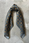 Silk scarf light blue/brown flower