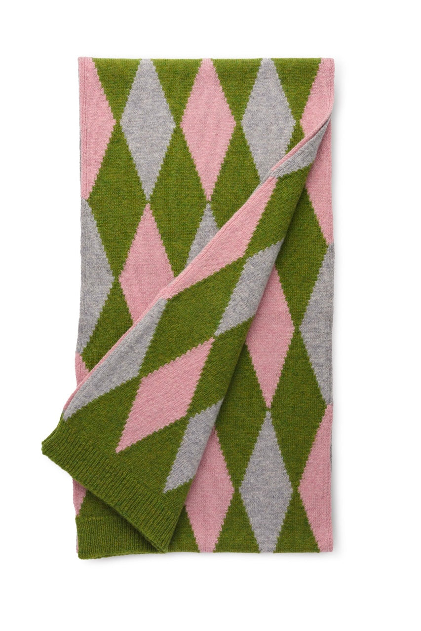 Ayrshire argyle scarf green/rose/grey