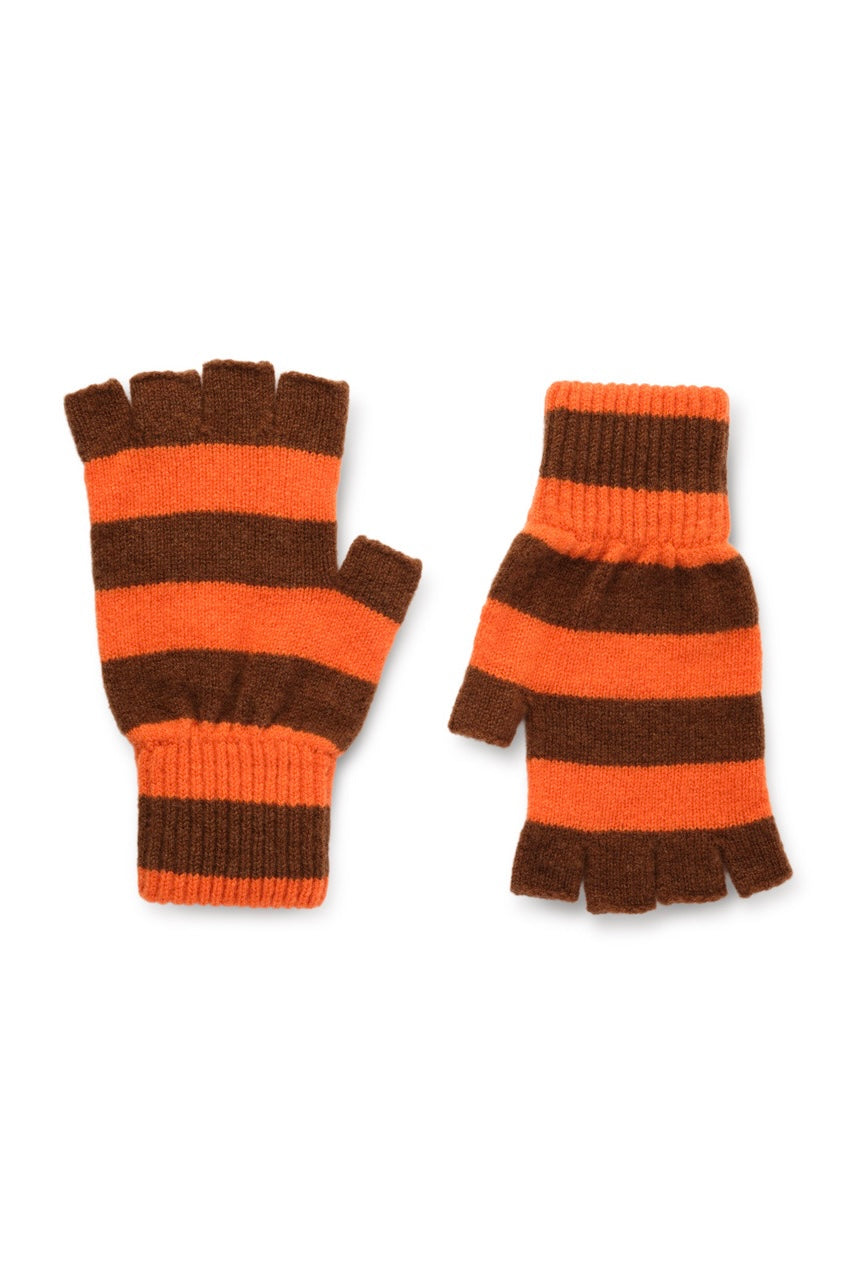Lowes fingerless gloves orange/brown stripe