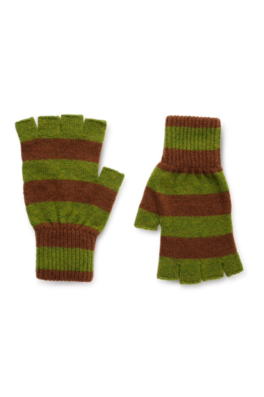 Lowes fingerless gloves green/brown stripe