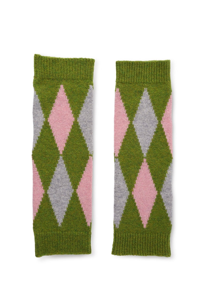 Ayrshire argyle wristwarmer green/rose/grey