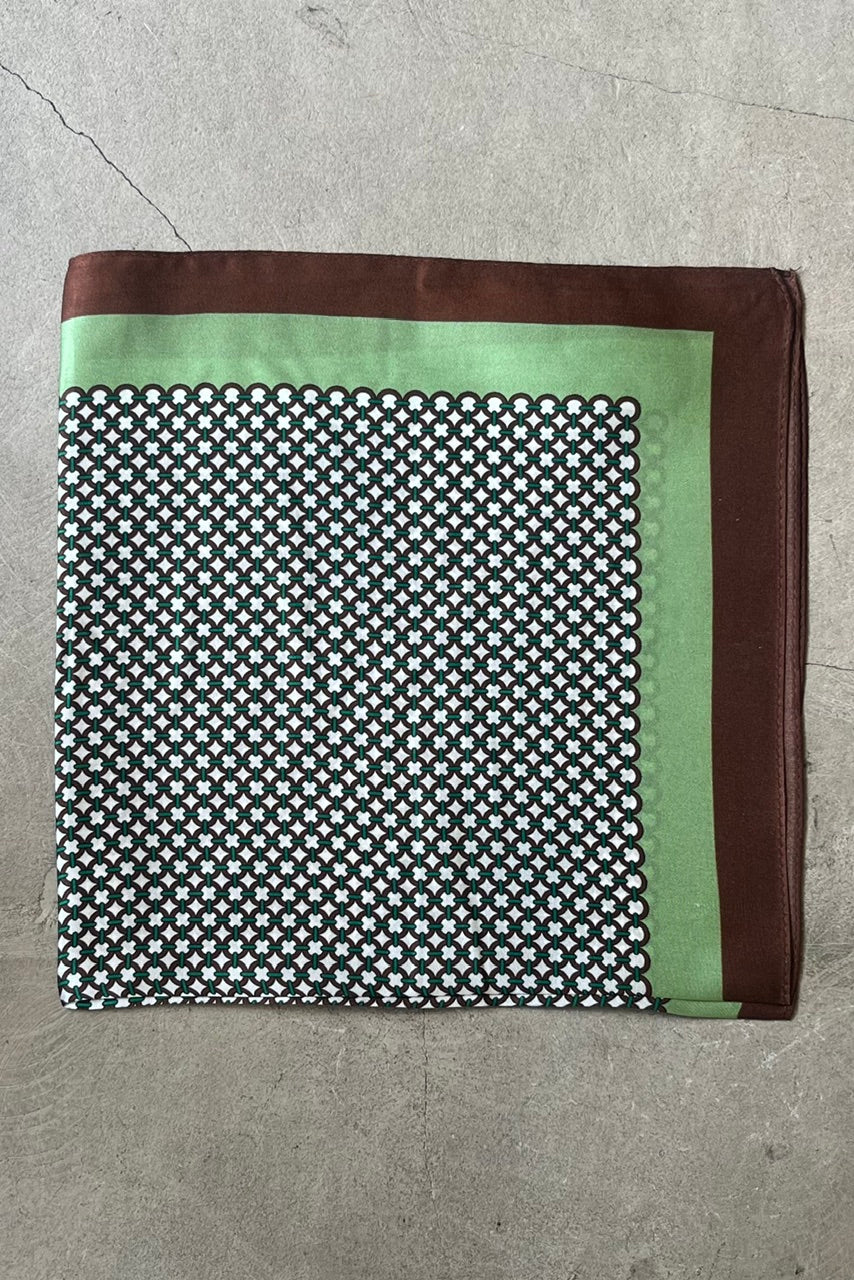Silk scarf brown/pistachio/white graphic