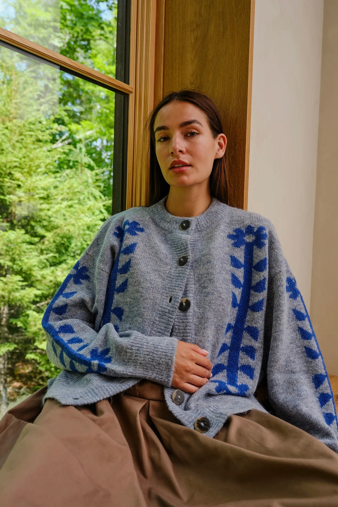 Flower power cardigan bluebell