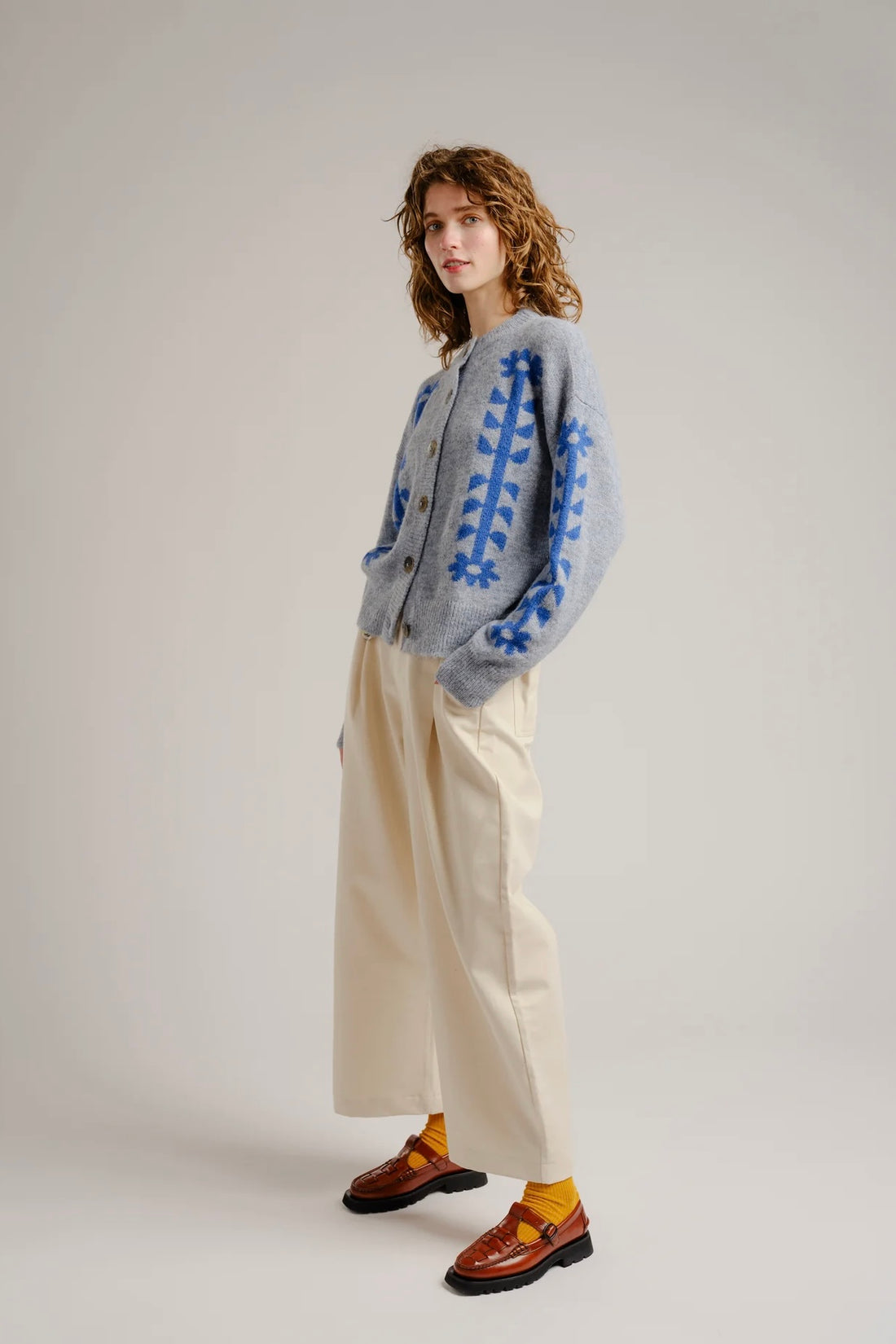 Flower power cardigan bluebell