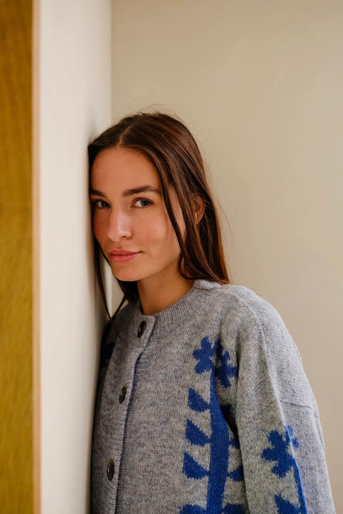 Flower power cardigan bluebell