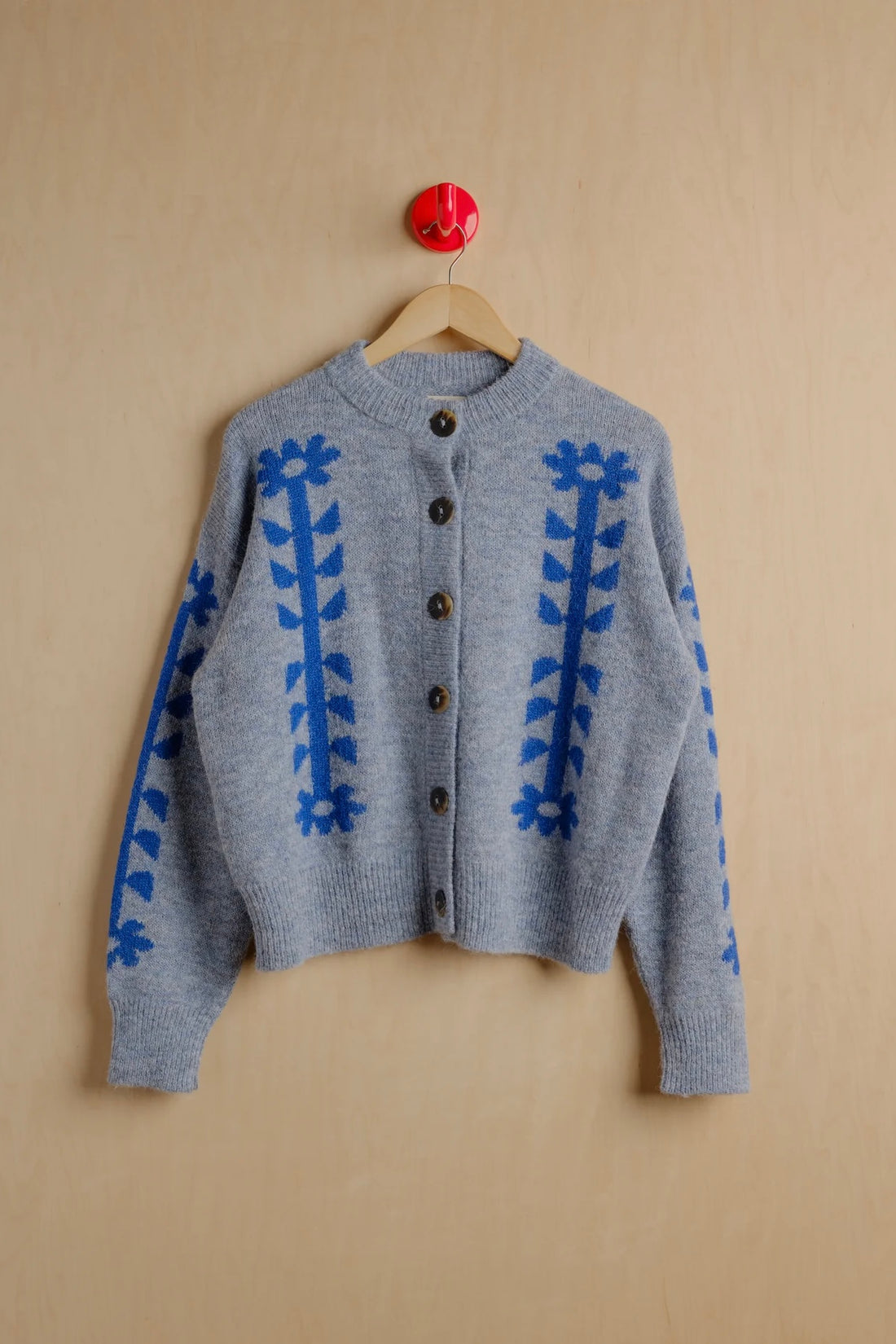 Flower power cardigan bluebell