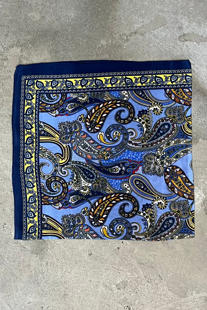 Silk scarf blue multi paisley