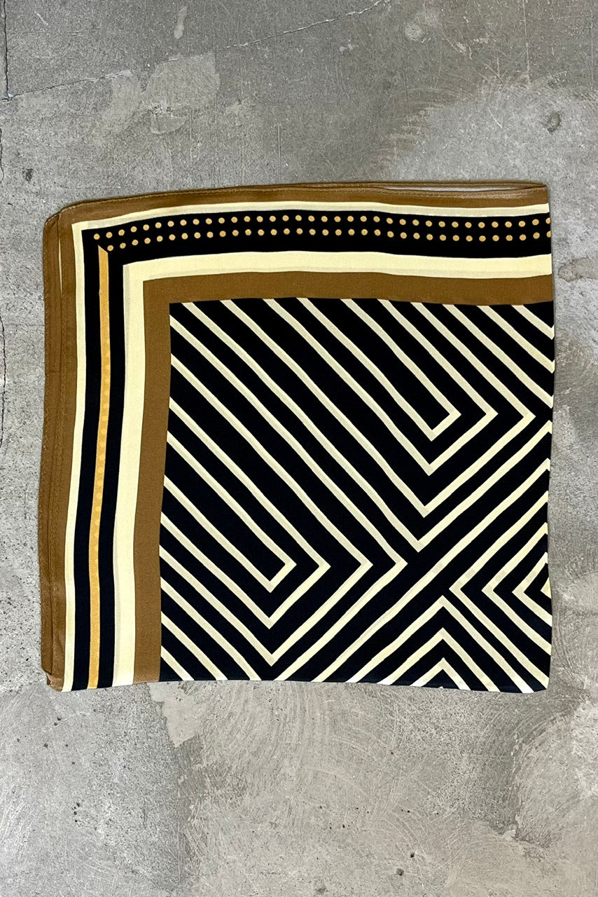 Silk scarf black/butter yellow graphic