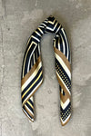 Silk scarf golden beige/black dots/graphic