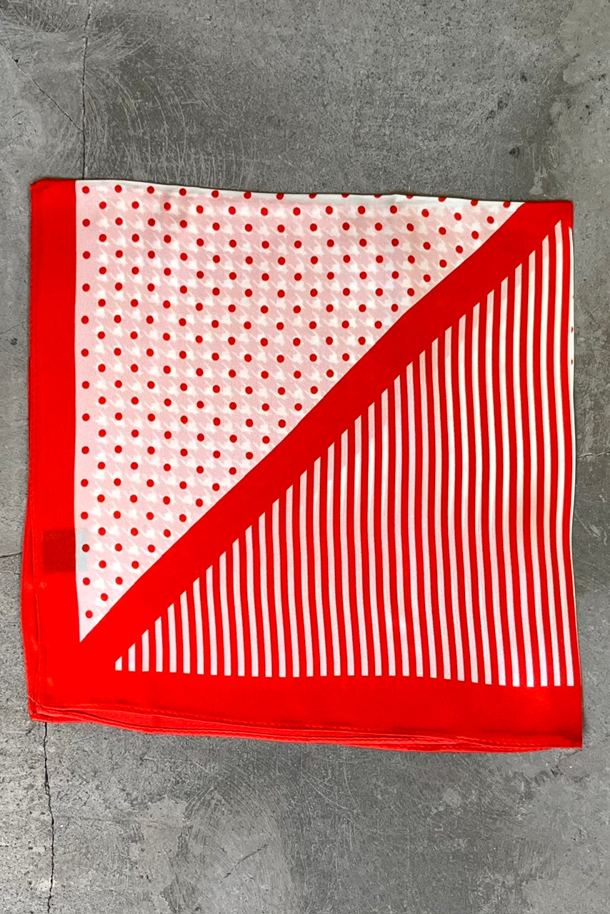 Silk scarf off-white/bright red dots/graphic