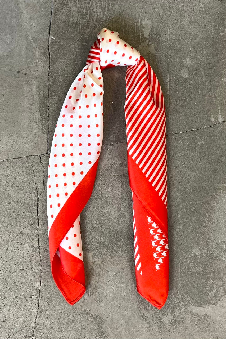 Silk scarf off-white/bright red dots/graphic