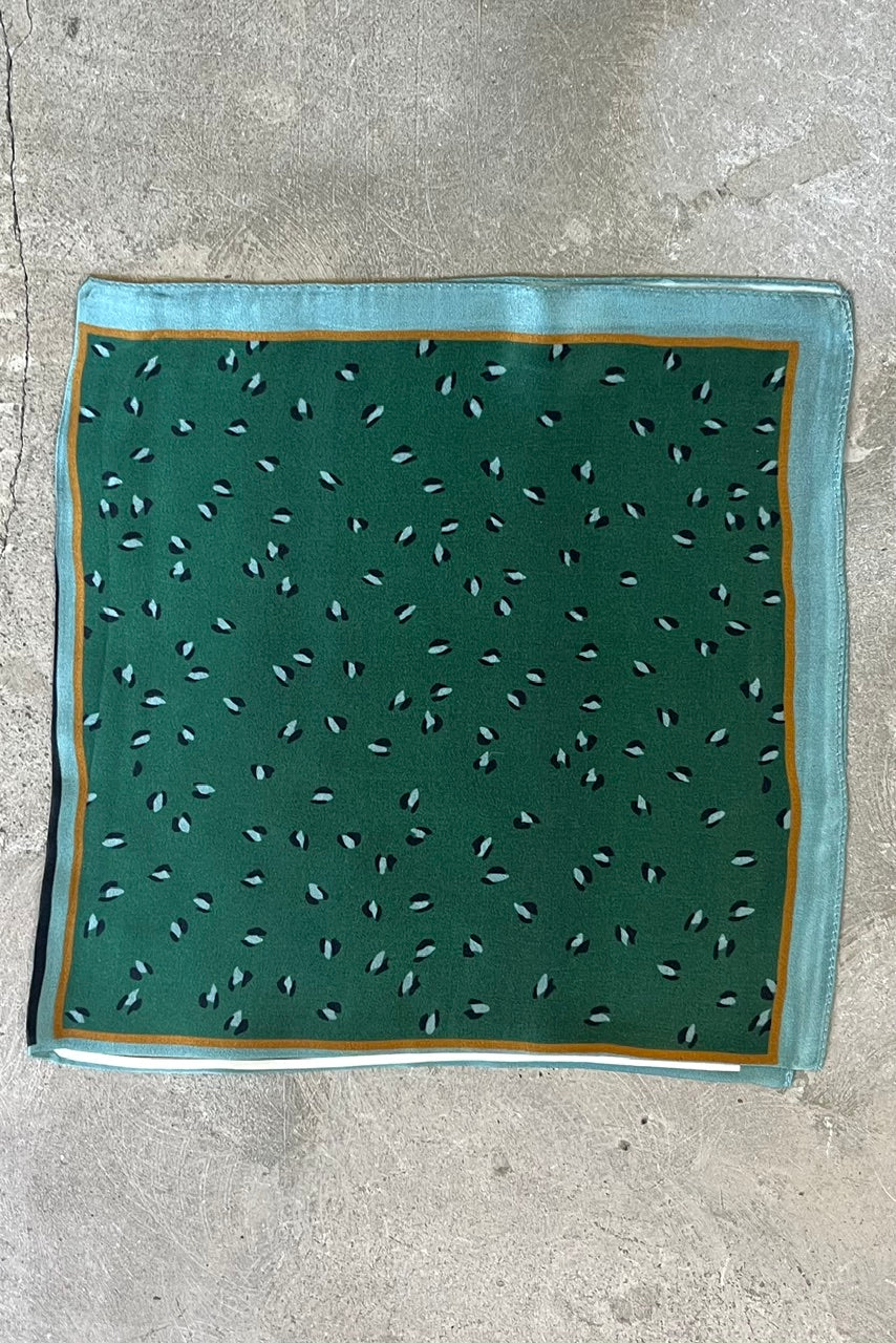 Silk scarf black/green/aqua graphic
