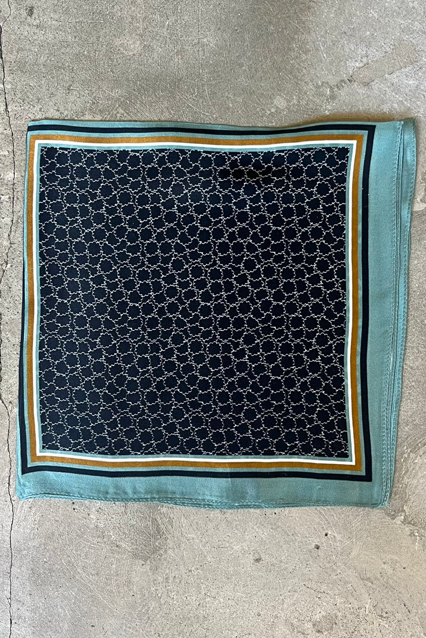 Silk scarf black/green/aqua graphic
