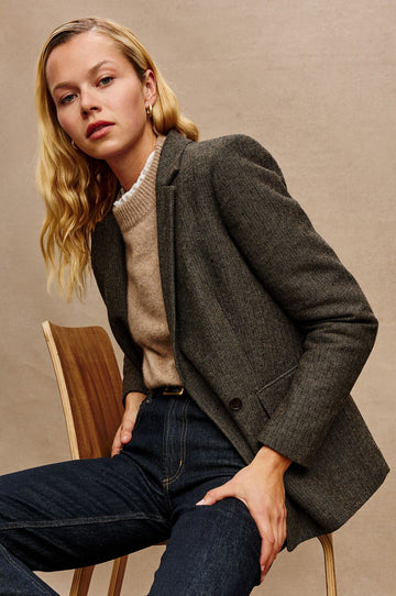 Jac blazer camel black herringbone