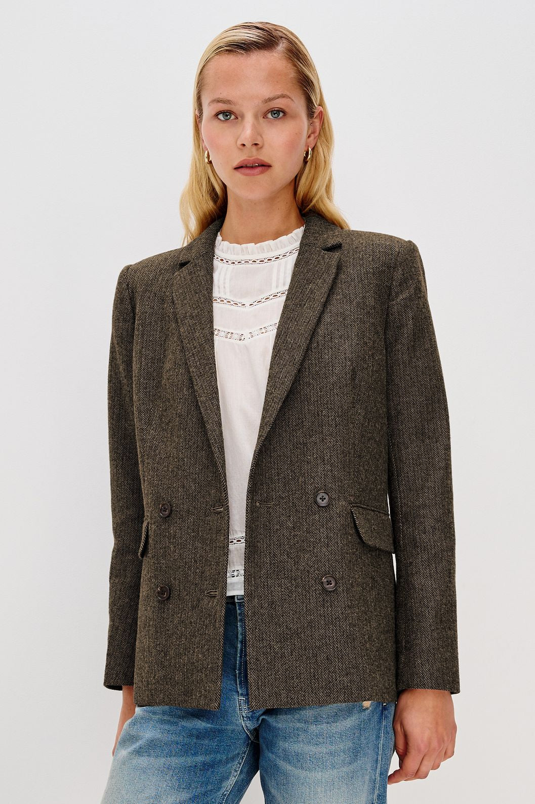 Jac blazer camel black herringbone