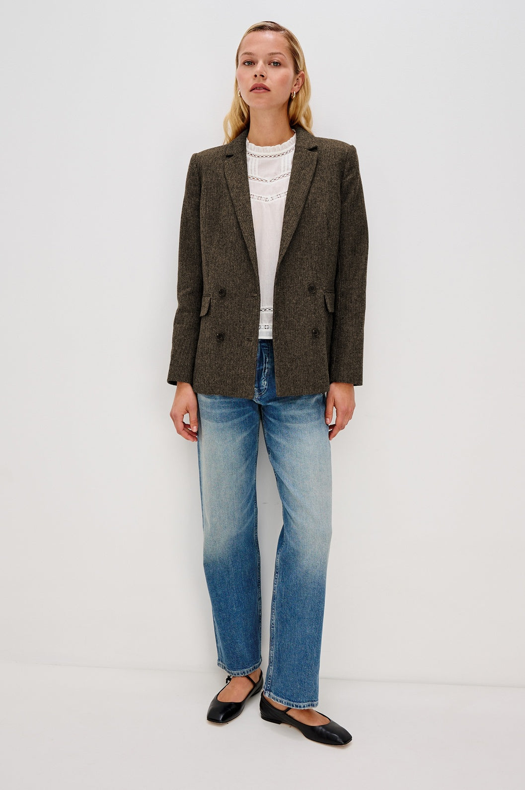 Jac blazer camel black herringbone
