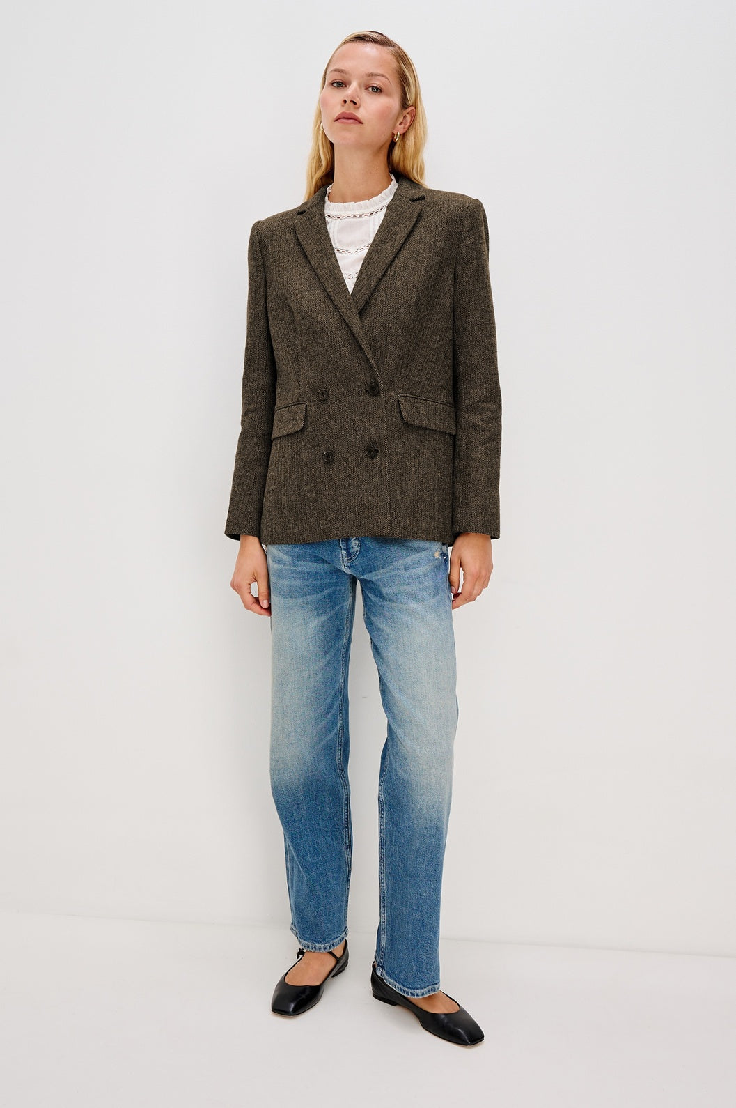 Jac blazer camel black herringbone