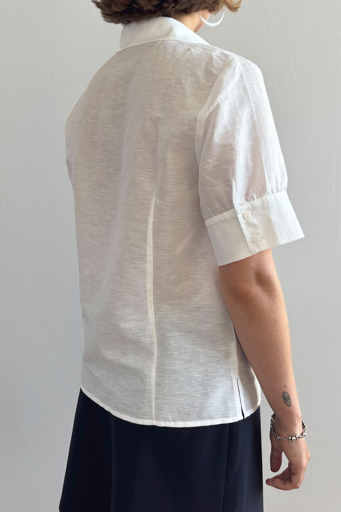 Laura short sleeve shirt white cotton/linen