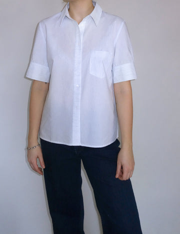 Laura short sleeve shirt white/blue stripe