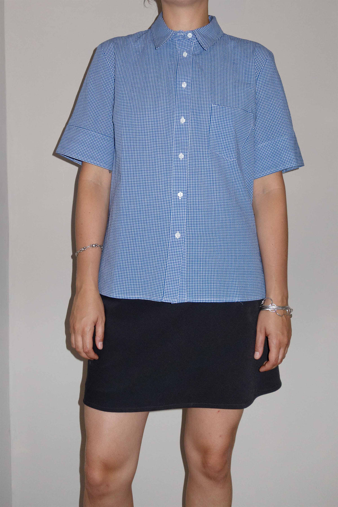 Laura short sleeve shirt blue check