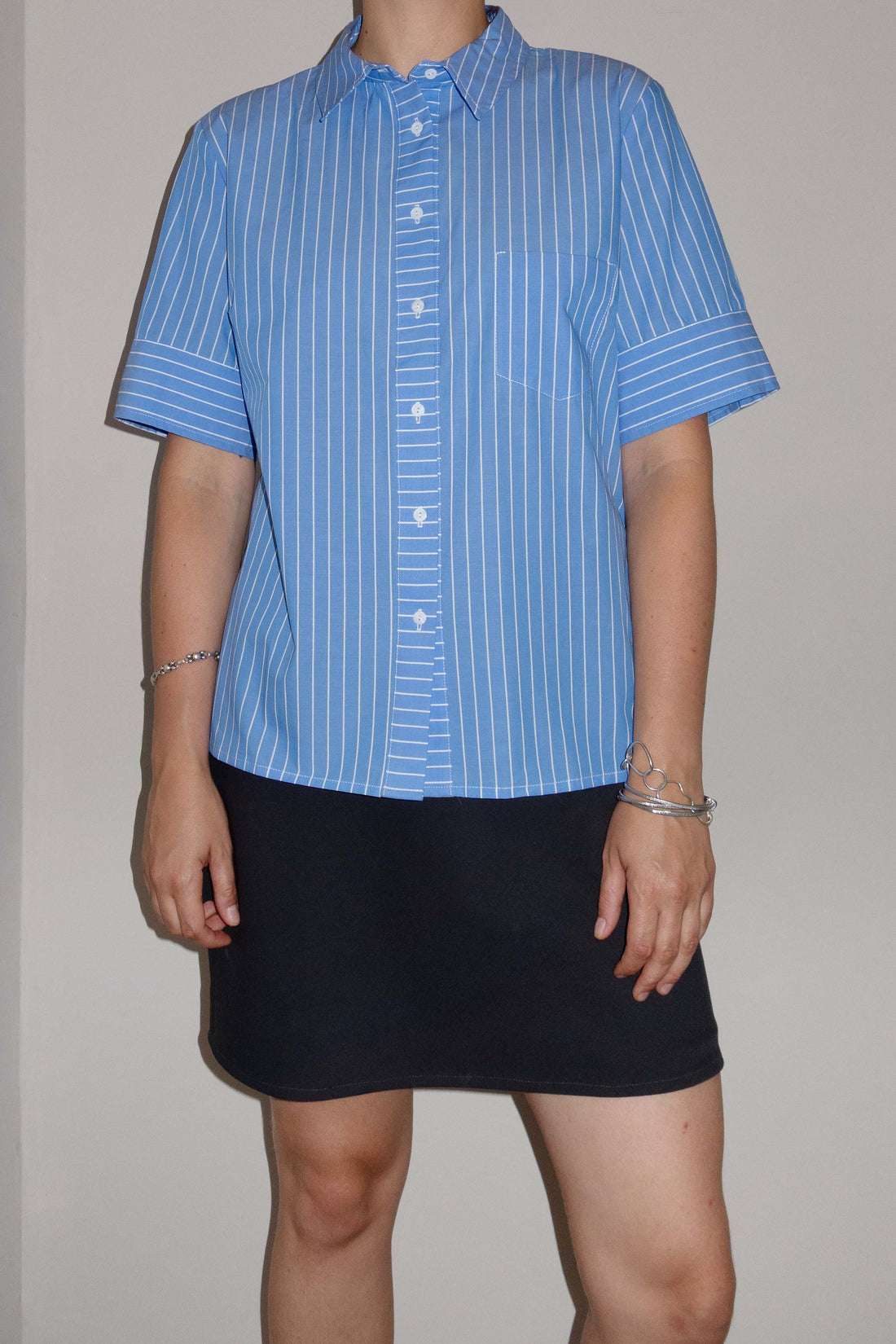 Laura short sleeve shirt blue stripe