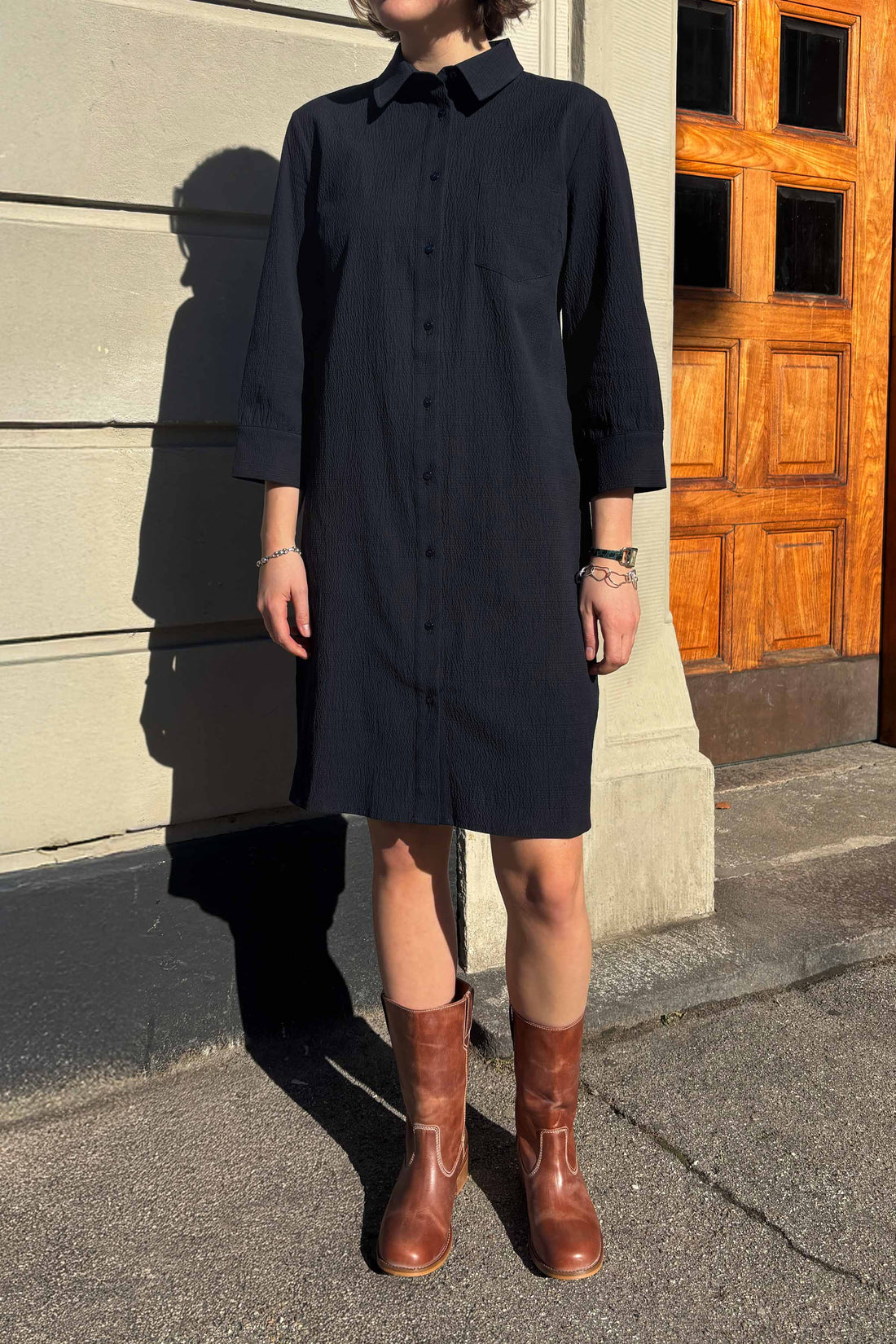 Laura  3/4 sleeve dress navy/black