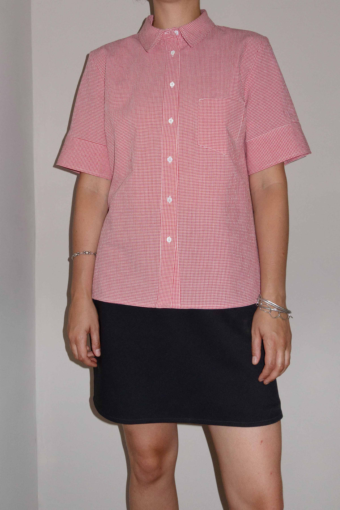 Laura short sleeve shirt red check