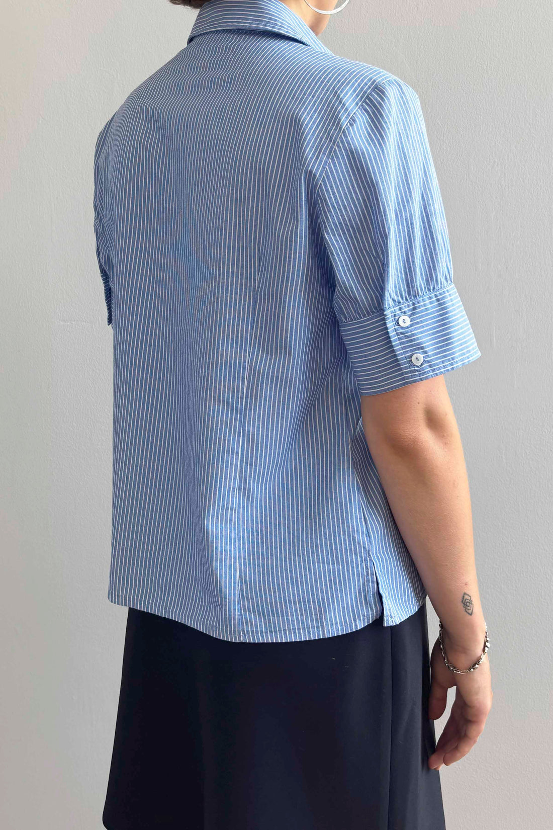 Laura short sleeve shirt blue/white stripes