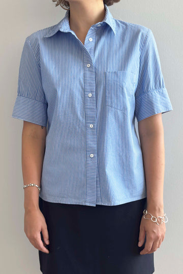 Laura short sleeve shirt blue/white stripes