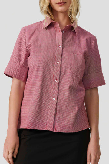 Laura short sleeve shirt red/white check
