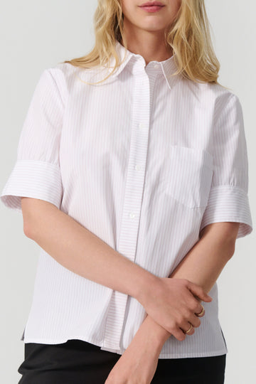 Laura short sleeve shirt white/red stripe