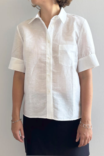 Laura short sleeve shirt white cotton/linen