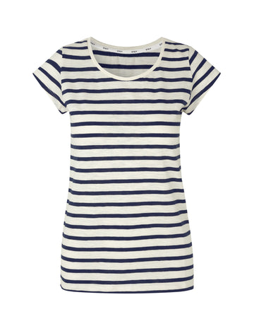 Liu short sleeve t-shirt navy/cream stripe