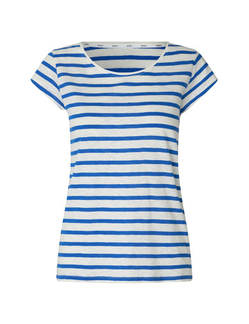 Liu short sleeve t-shirt royal blue/cream stripe