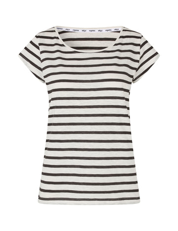 Liu short sleeve t-shirt cream/dark brown stripe