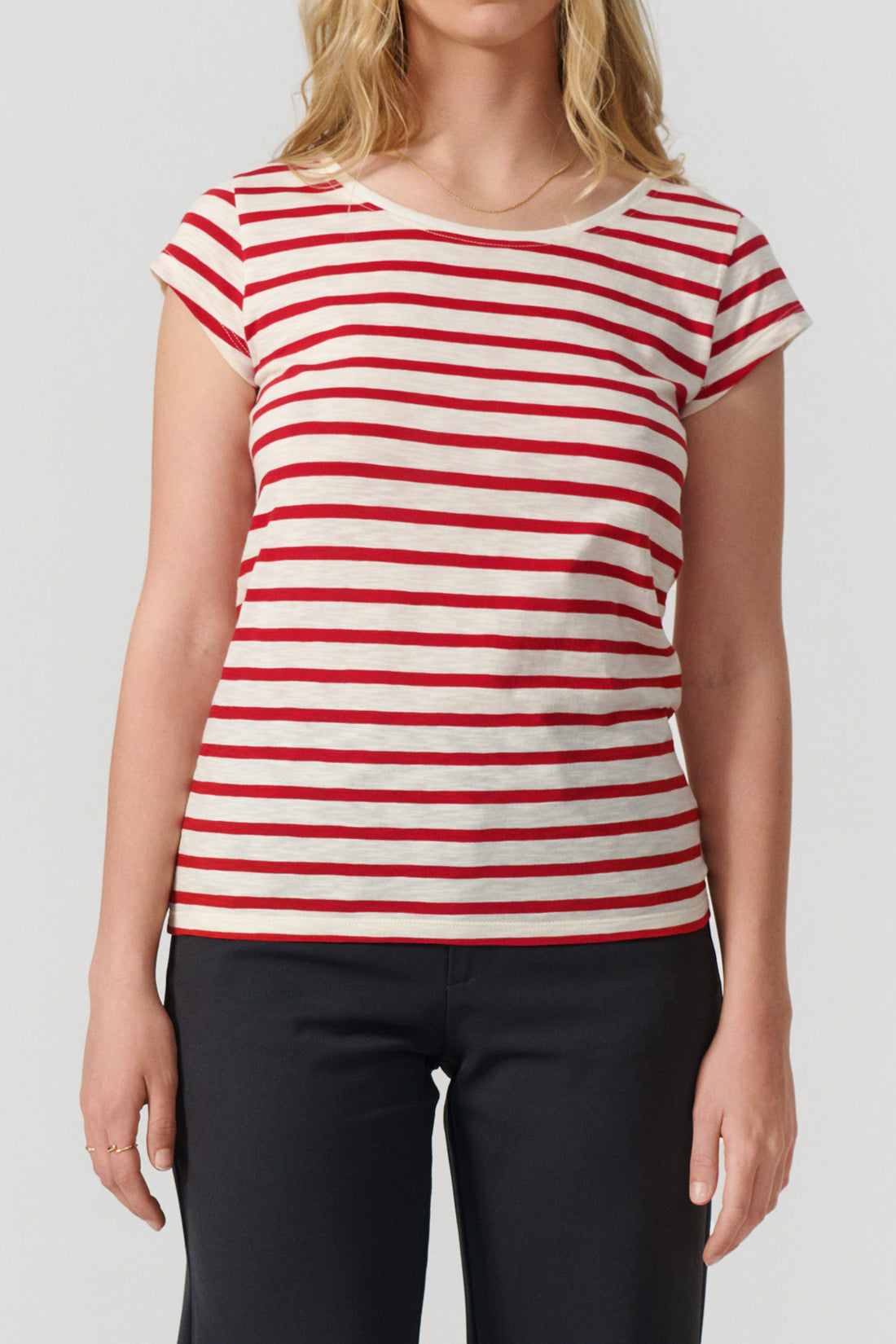 Liu short sleeve t-shirt red/cream stripe